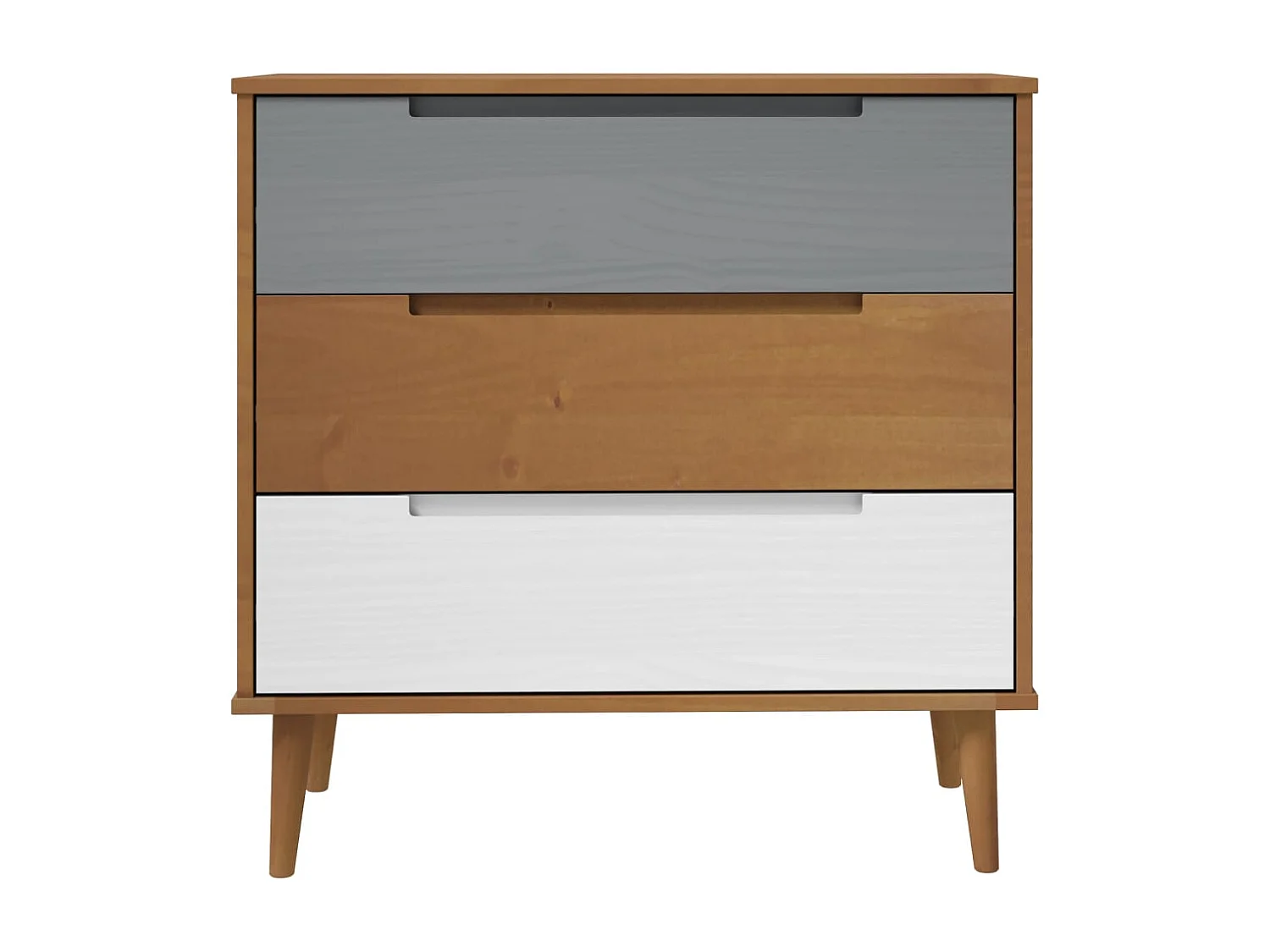 Mesita de noche MOLDE madera maciza de pino marrón 80x40x80 cm