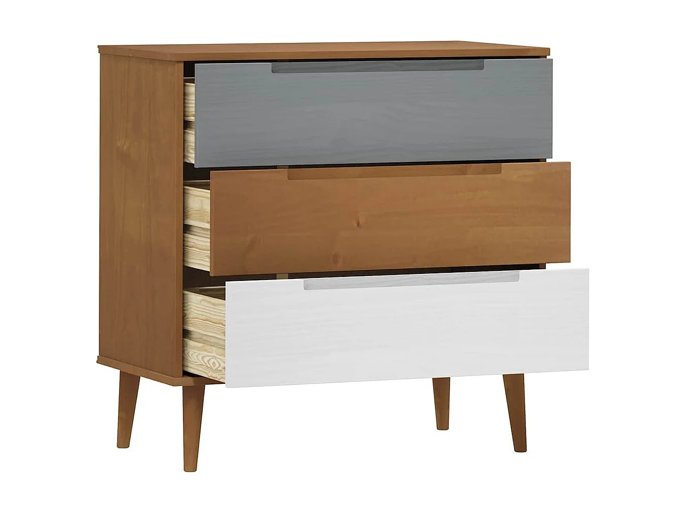 Mesita de noche MOLDE madera maciza de pino marrón 80x40x80 cm