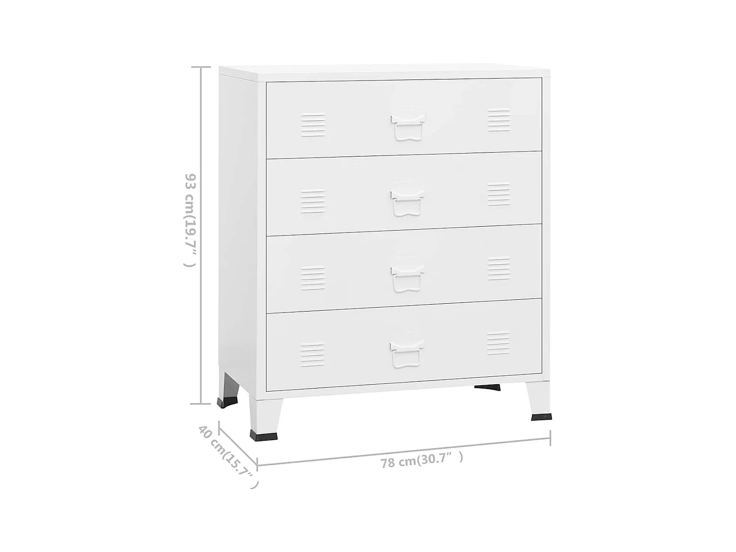 Industrial Kommode mit Schubladen Weiß 78x40x93 cm Metall