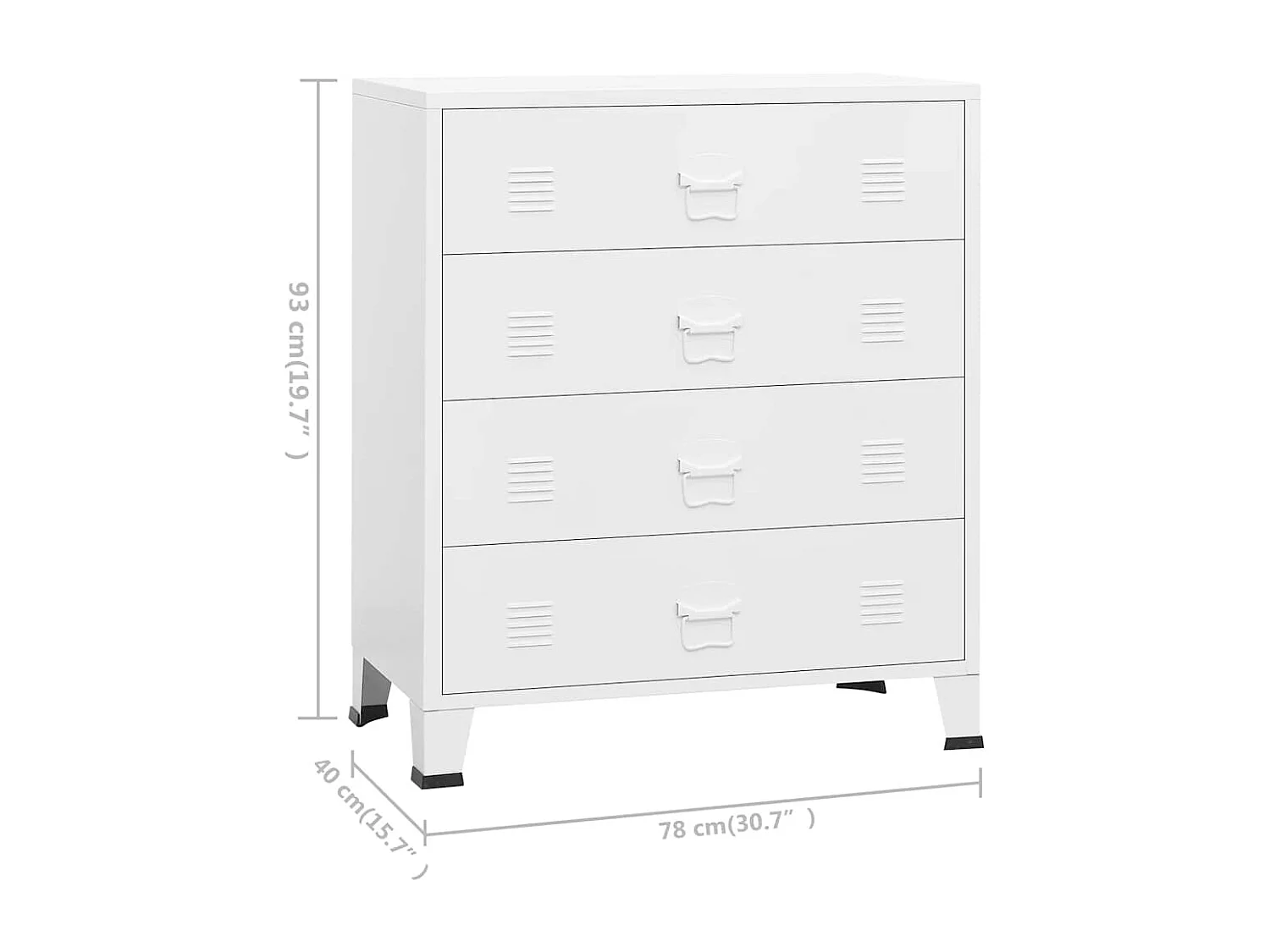 Armoire à tiroirs industrielle Blanc 78x40x93 cm Métal