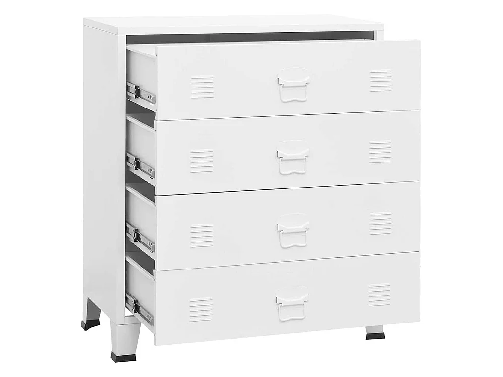 Industrial Kommode mit Schubladen Weiß 78x40x93 cm Metall