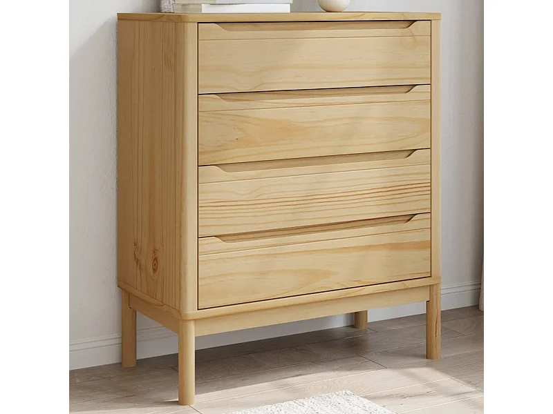 Commode FLORO cire marron bois de pin massif