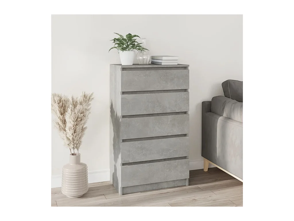 Commode Gris béton 60x36x103 cm Bois d'ingénierie