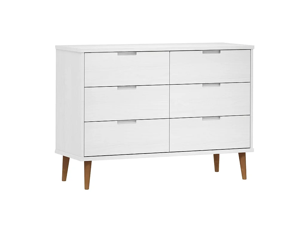 Armário de gavetas MOLDE 113x40x80 cm pinho maciço branco