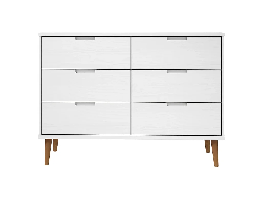 Armário de gavetas MOLDE 113x40x80 cm pinho maciço branco