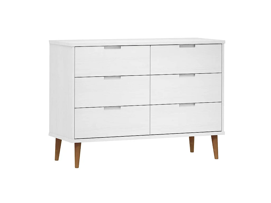 Commode MOLDE Blanc 113x40x80 cm Bois de pin massif