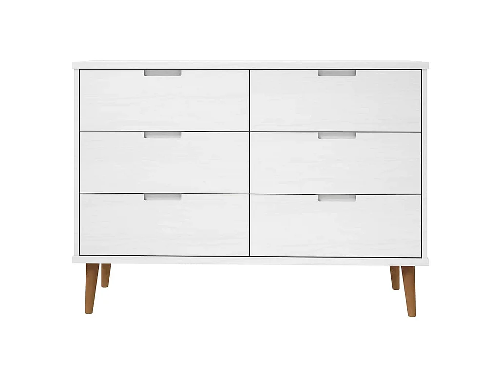 Commode MOLDE Blanc 113x40x80 cm Bois de pin massif