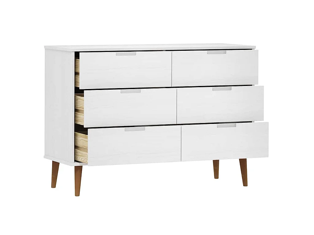 Commode MOLDE Blanc 113x40x80 cm Bois de pin massif