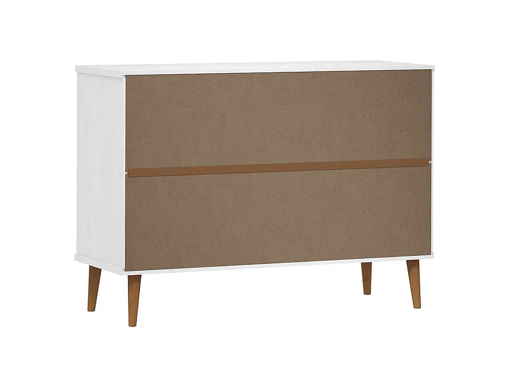 Commode MOLDE Blanc 113x40x80 cm Bois de pin massif