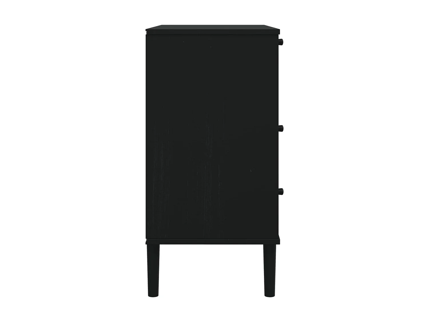 Schubladenkommode SENJA Rattan-Look Schwarz 80x40x80 Kieferholz