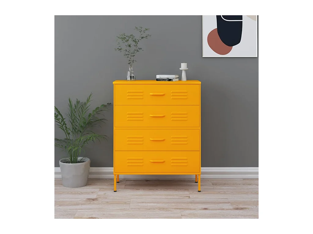 Ladekast 80x35x101,5 cm staal mosterdgeel