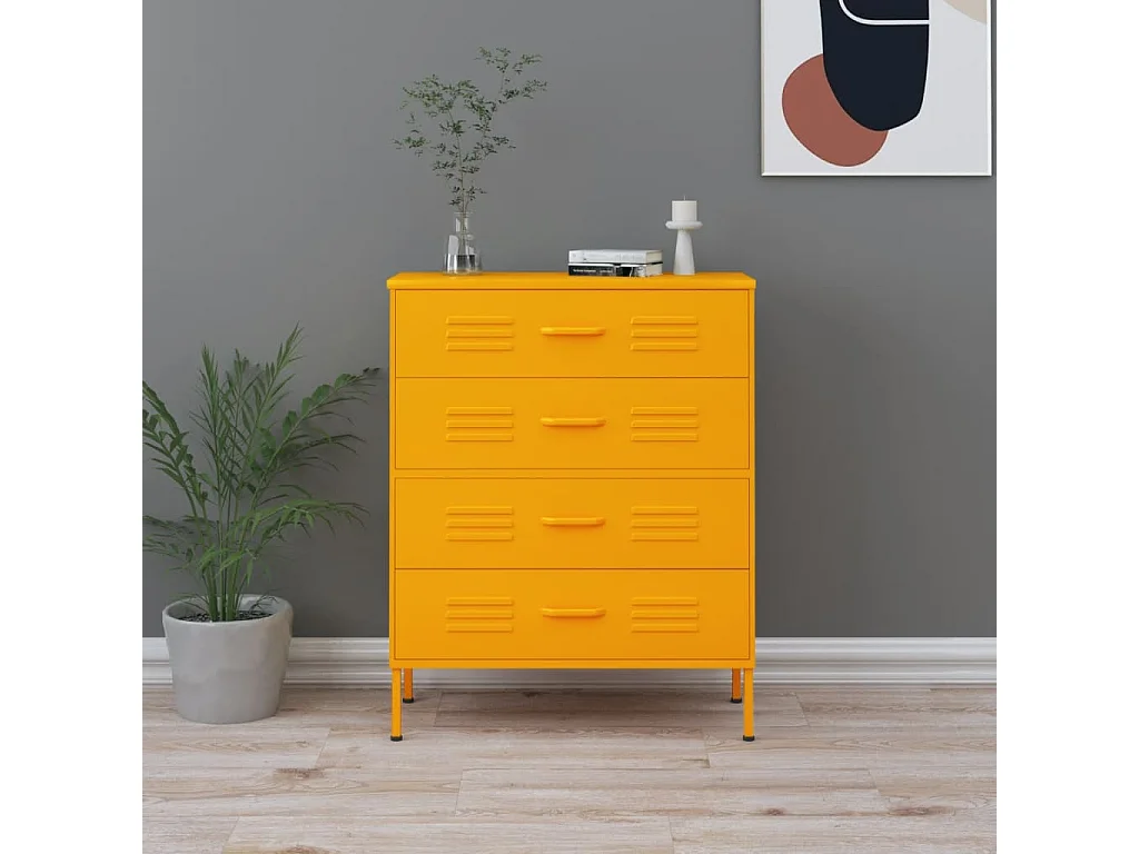 Commode Jaune moutarde 80x35x101,5 cm Acier