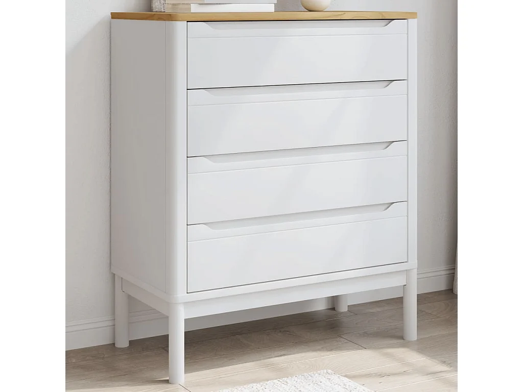 Commode FLORO blanc bois de pin massif