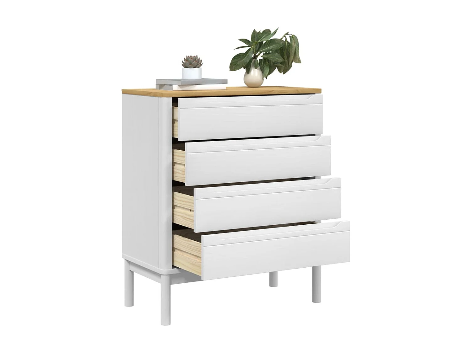 Commode FLORO blanc bois de pin massif