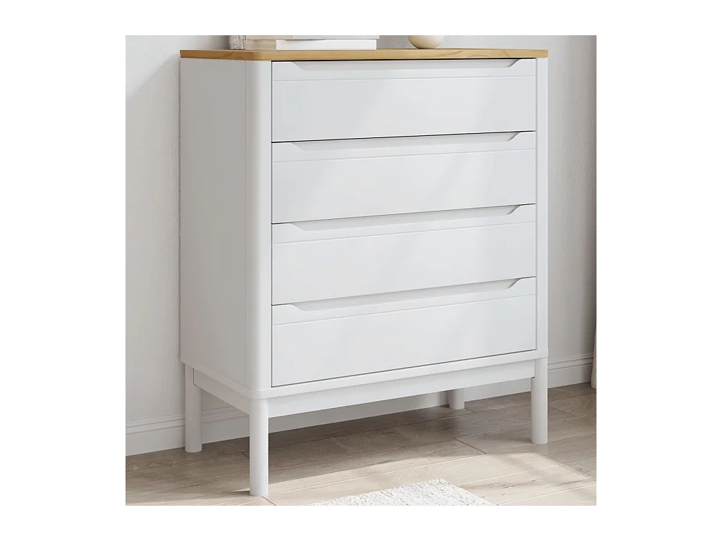 Commode FLORO blanc bois de pin massif