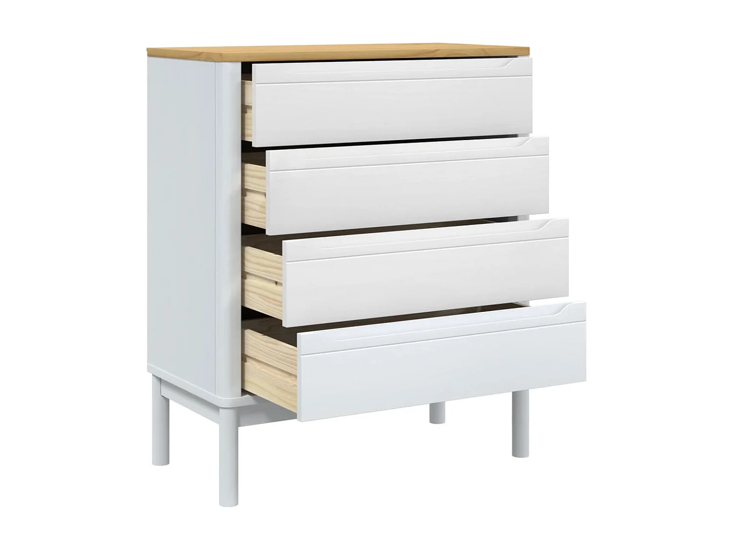 Cómoda cajonera FLORO madera maciza de pino blanco