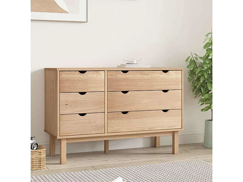 Cassettiera OTTA 111x43x73,5 cm cm in Legno Massello di Pino