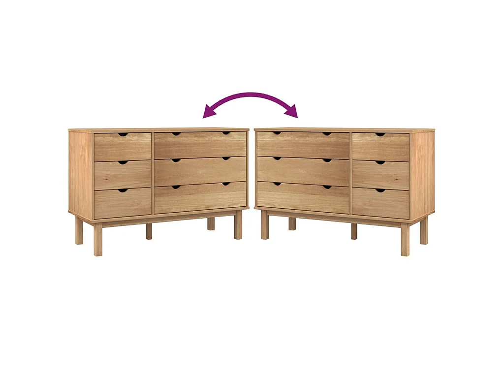 Cassettiera OTTA 111x43x73,5 cm cm in Legno Massello di Pino