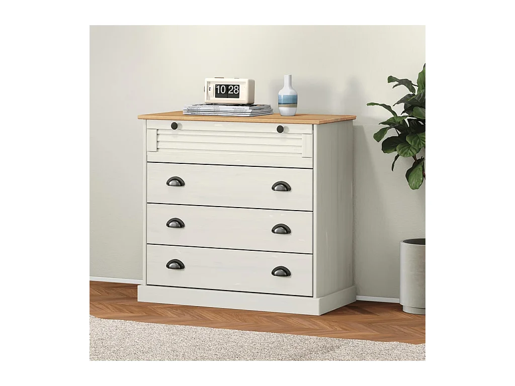 Commode VIGO blanc 80x40x76 cm bois massif de pin