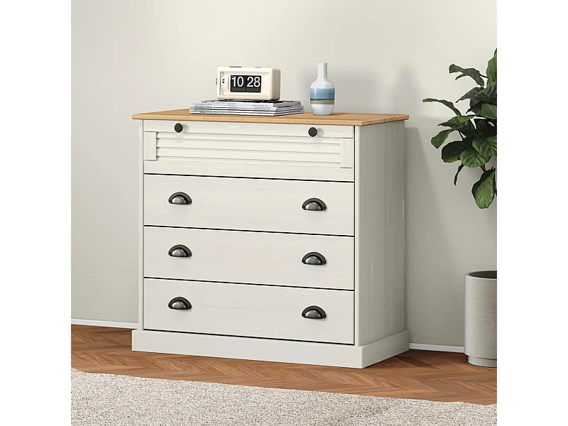 Armário com gavetas VIGO 80x40x76 cm pinho maciço branco