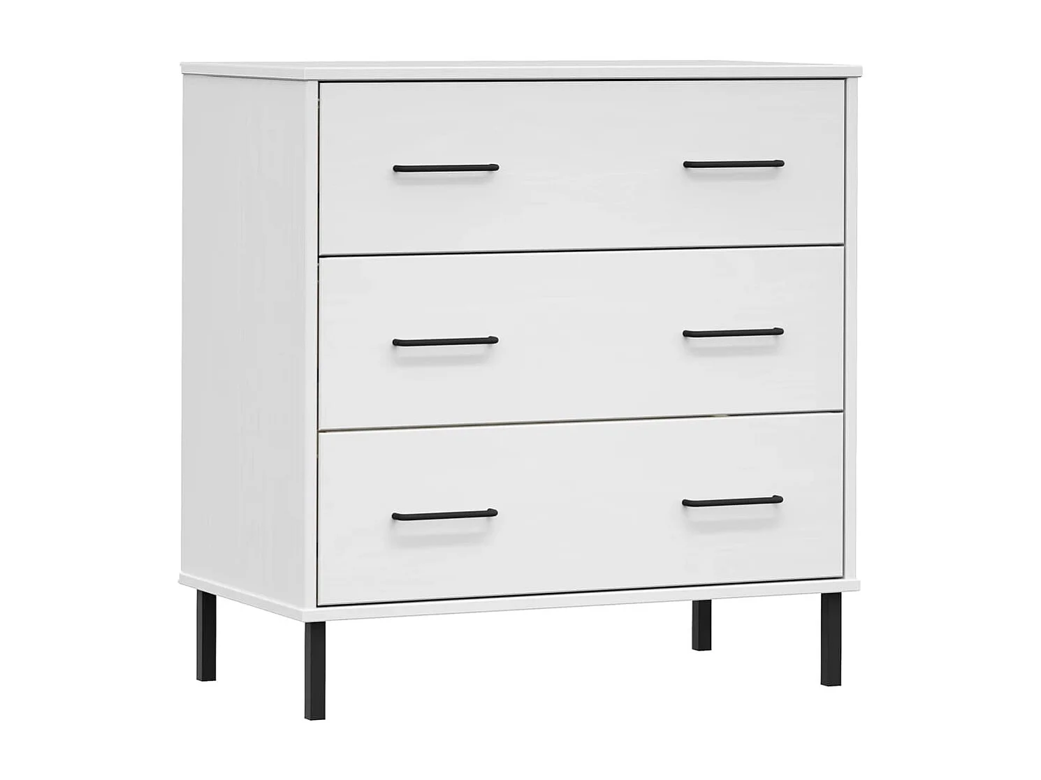 Buffet avec 3 tiroirs Blanc 77x40x79,5 cm Bois massif OSLO