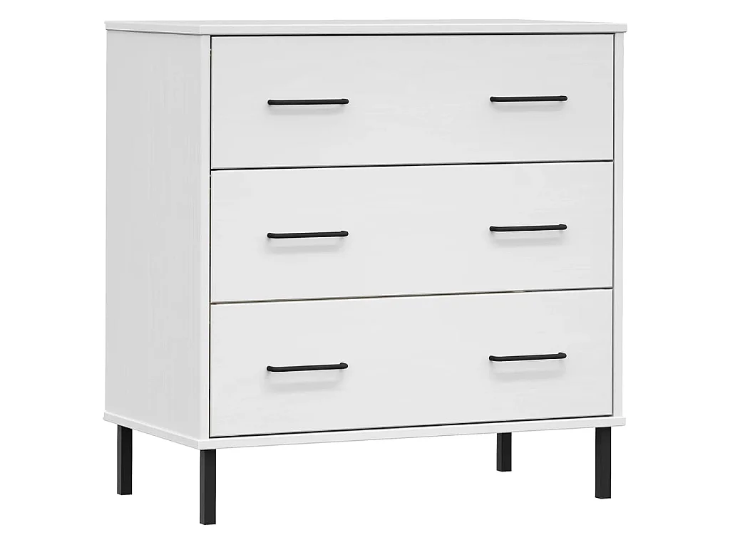 Buffet avec 3 tiroirs Blanc 77x40x79,5 cm Bois massif OSLO
