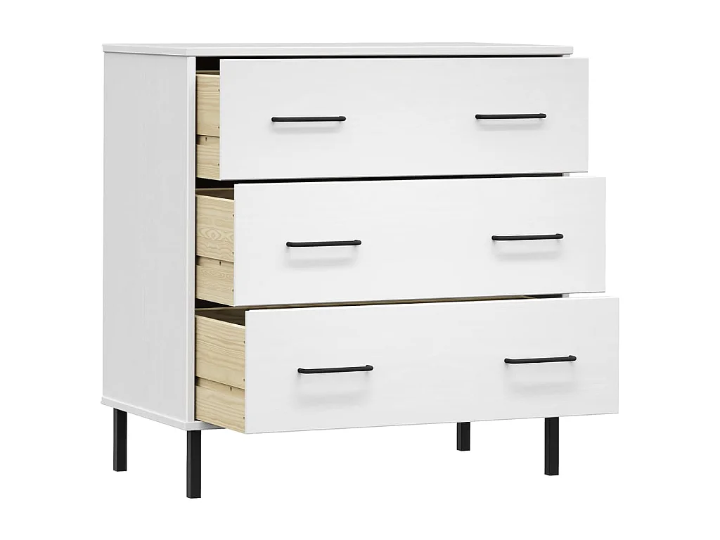 Sideboard OSLO mit 3 Schubladen Weiß 77x40x79,5 cm Massivholz