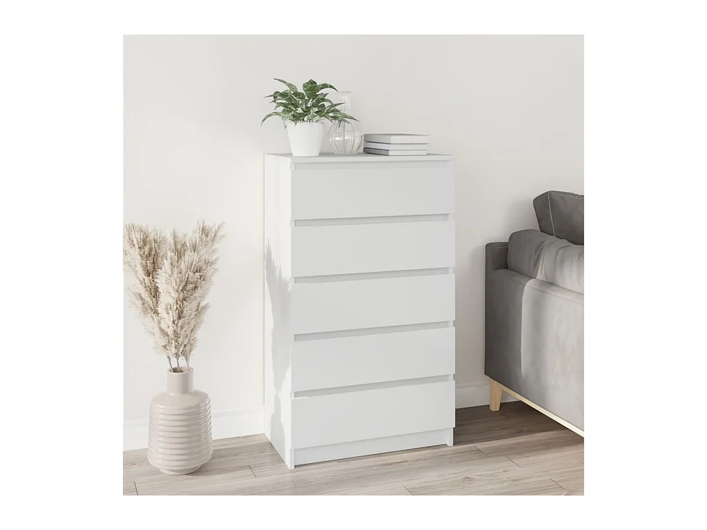 Commode Blanc 60x36x103 cm Bois d'ingénierie