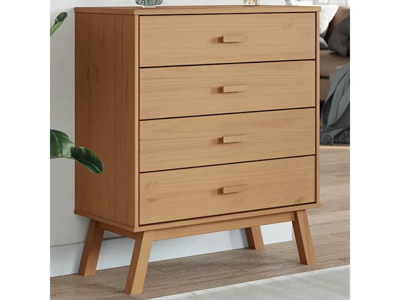 Schubladenschrank OLDEN Braun Massivholz Kiefer