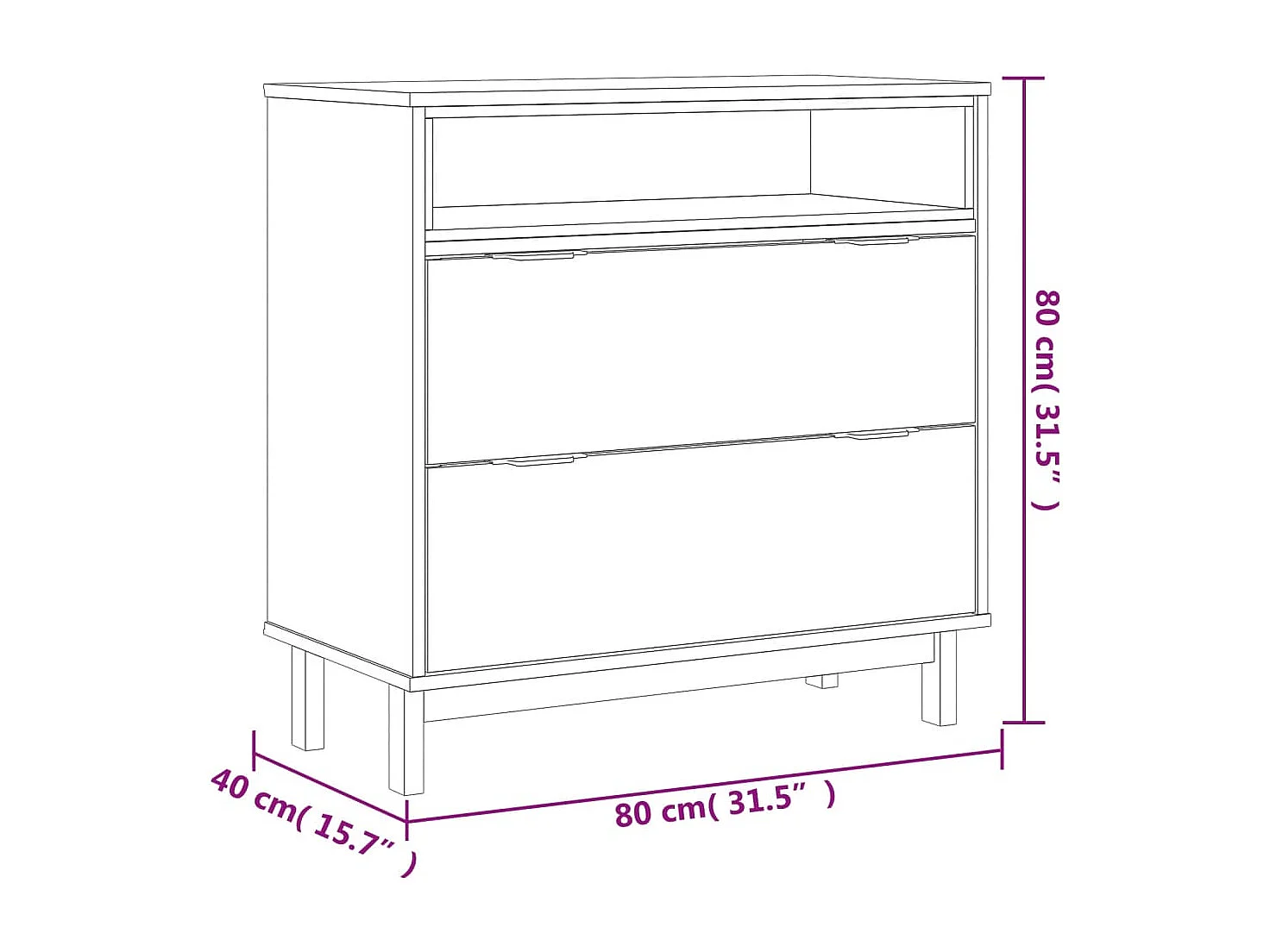 Commode FLAM 80x40x80 cm bois de pin massif