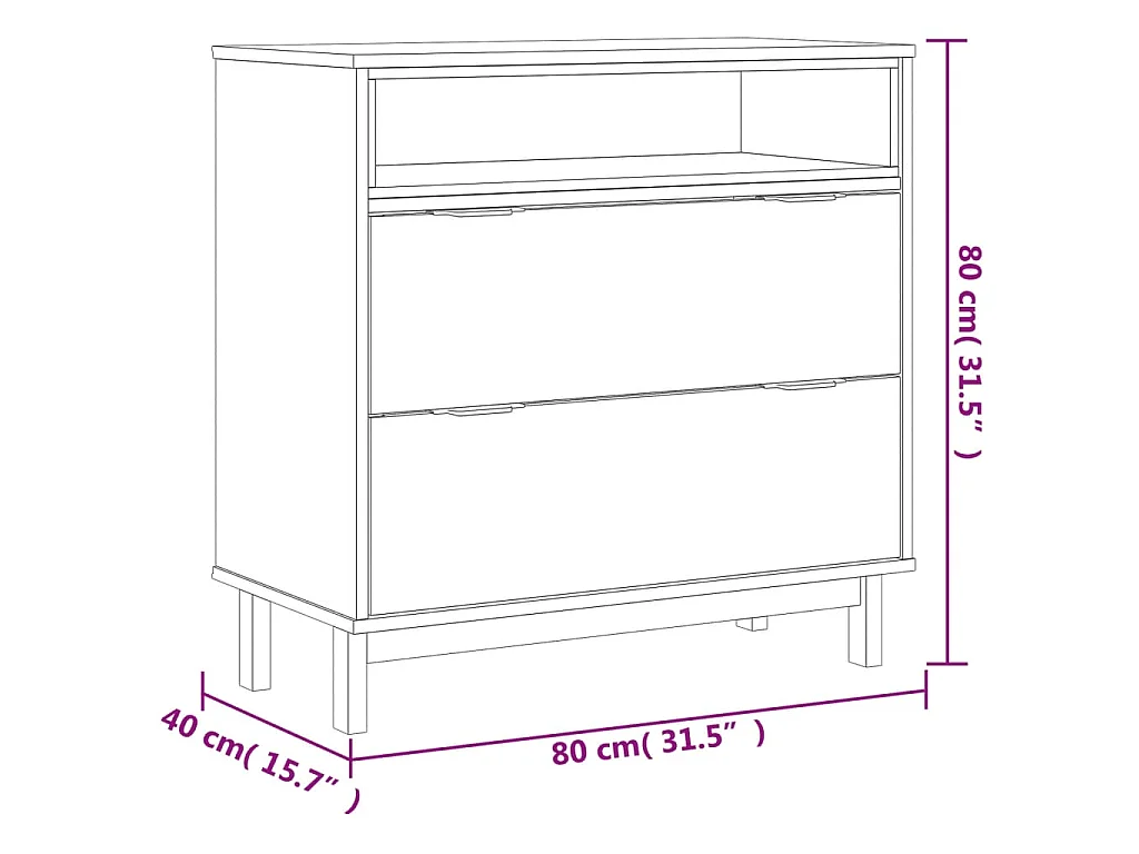Commode FLAM 80x40x80 cm bois de pin massif