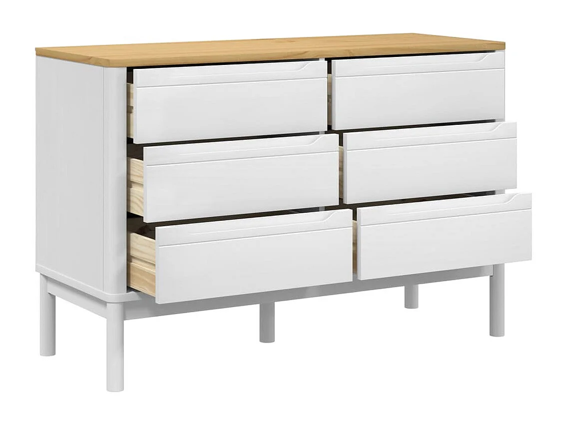 Commode FLORO blanc bois de pin massif