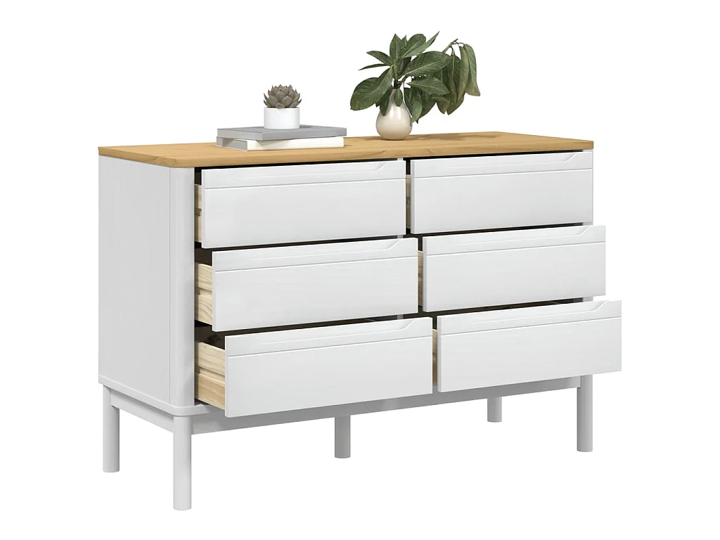 Commode FLORO blanc bois de pin massif