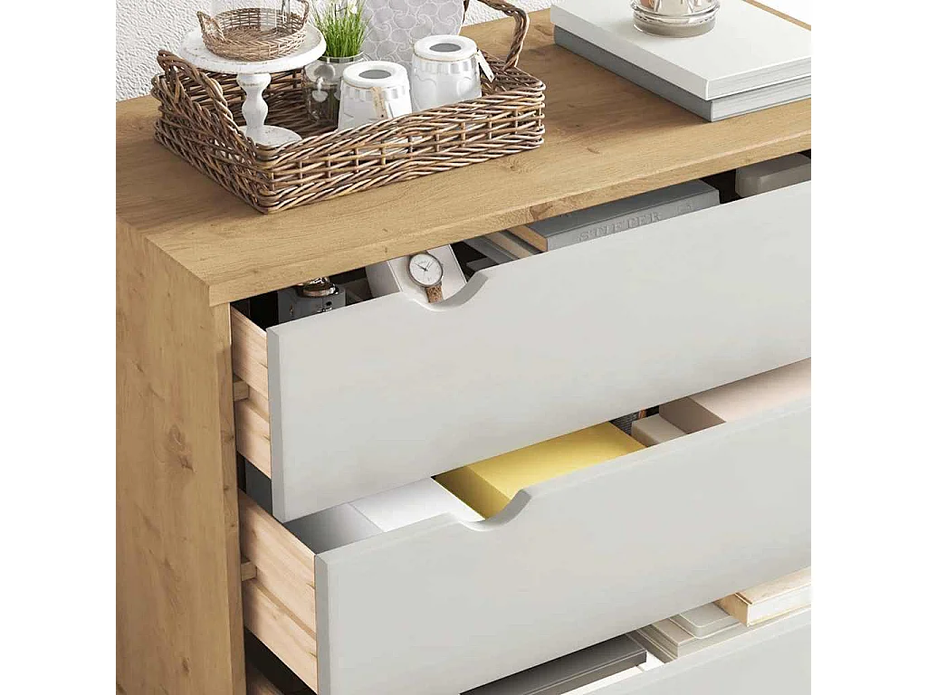 Commode OTTA Marron et blanc 76,5x39,5x90 cm Bois de pin massif