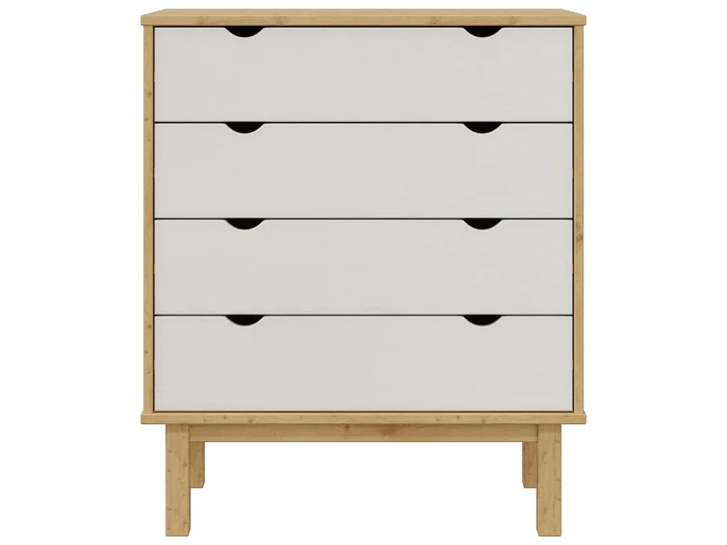 Commode OTTA Marron et blanc 76,5x39,5x90 cm Bois de pin massif