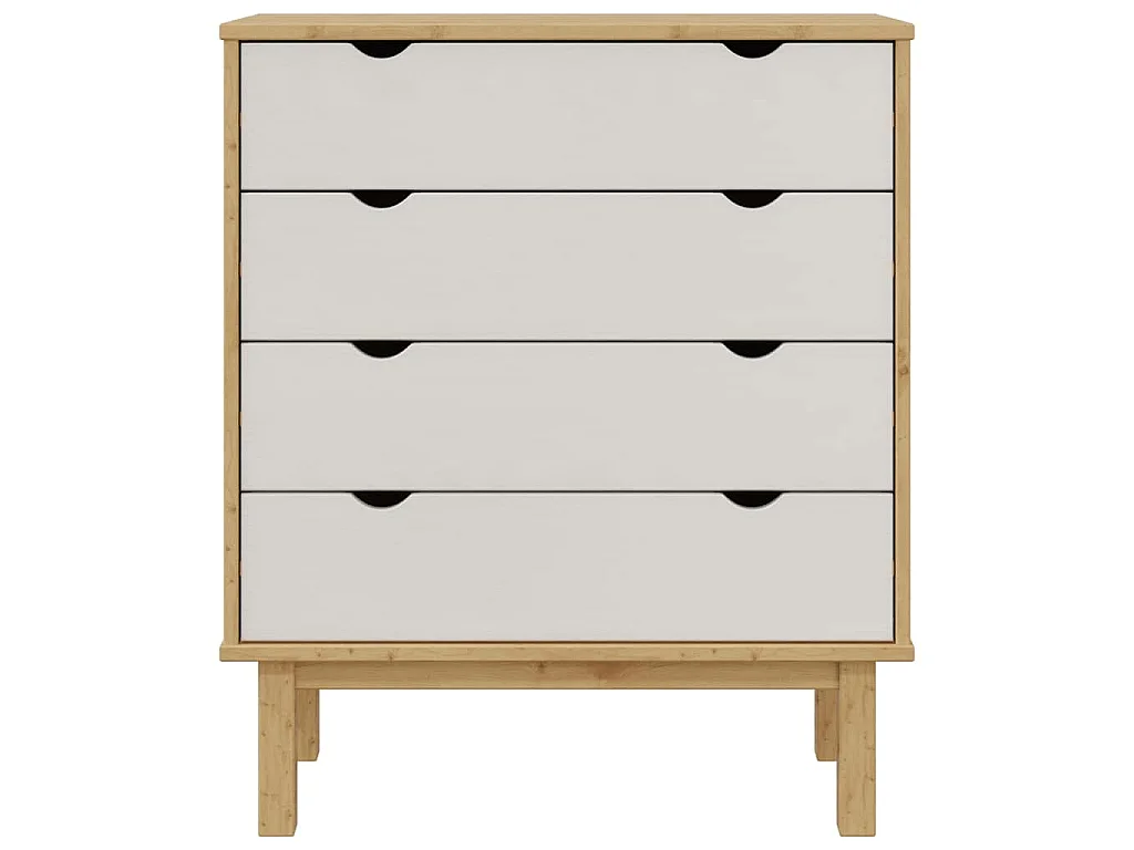 Ladekast OTTA 76,5x39,5x90 cm massief grenenhout bruin en wit