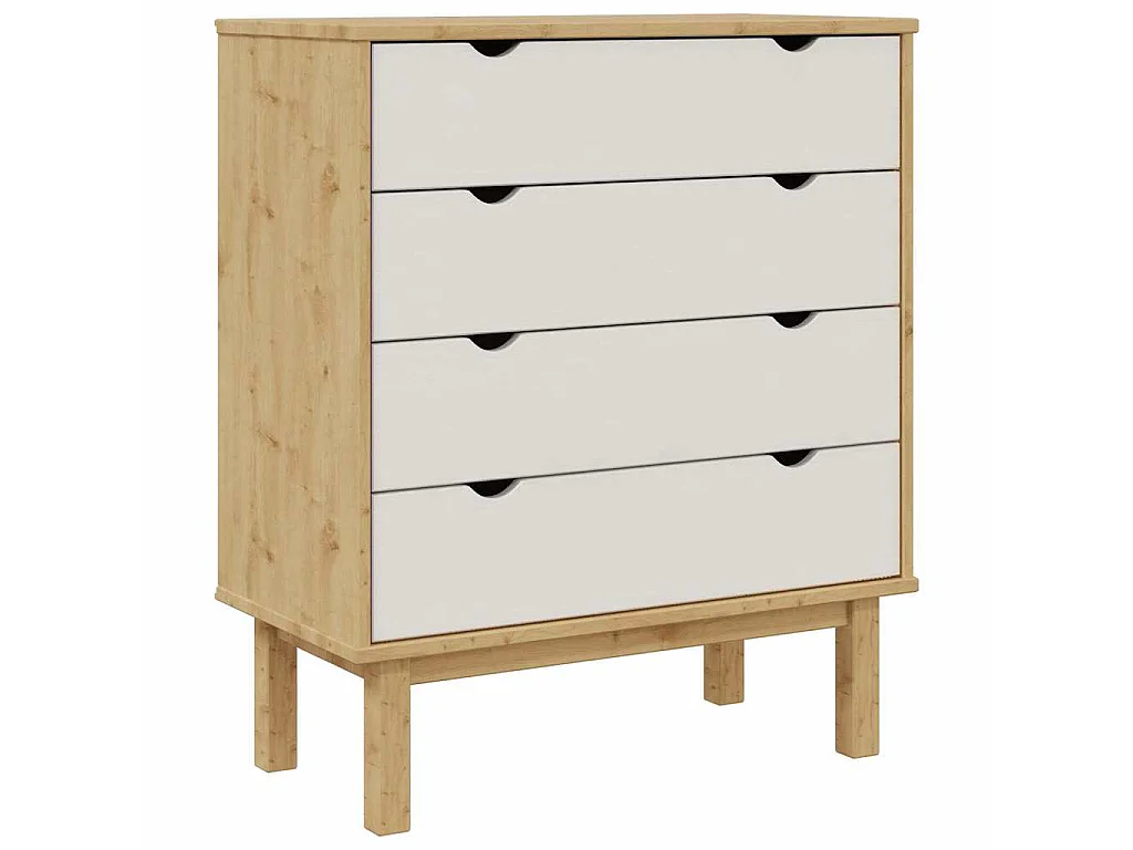 Ladekast OTTA 76,5x39,5x90 cm massief grenenhout bruin en wit