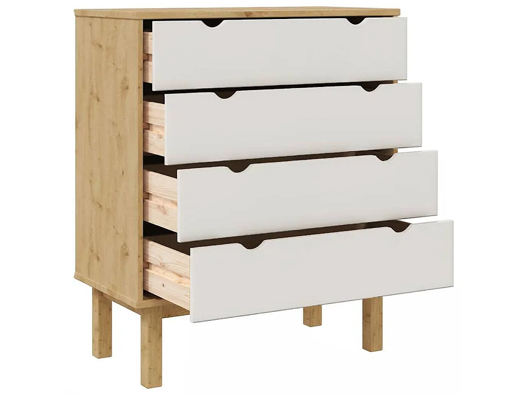 Ladekast OTTA 76,5x39,5x90 cm massief grenenhout bruin en wit