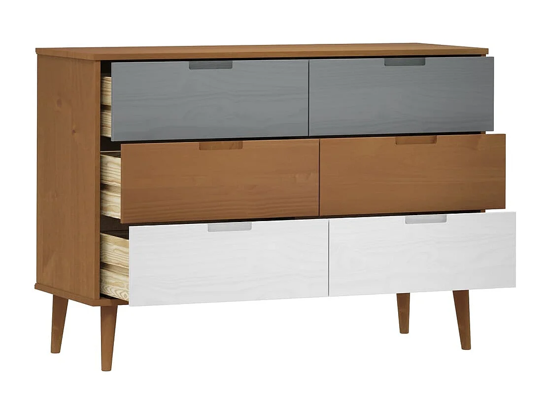 Commode MOLDE Marron 113x40x80 cm Bois de pin massif