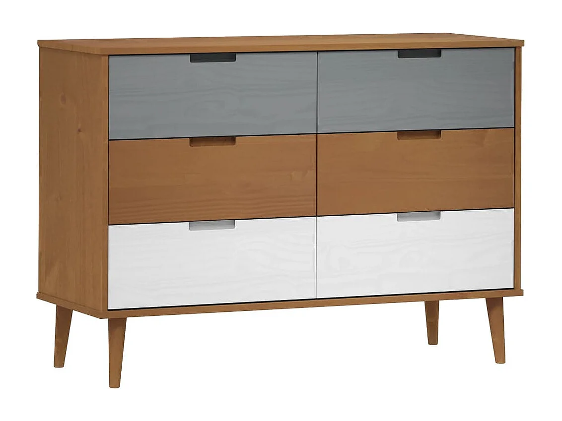 Commode MOLDE Marron 113x40x80 cm Bois de pin massif