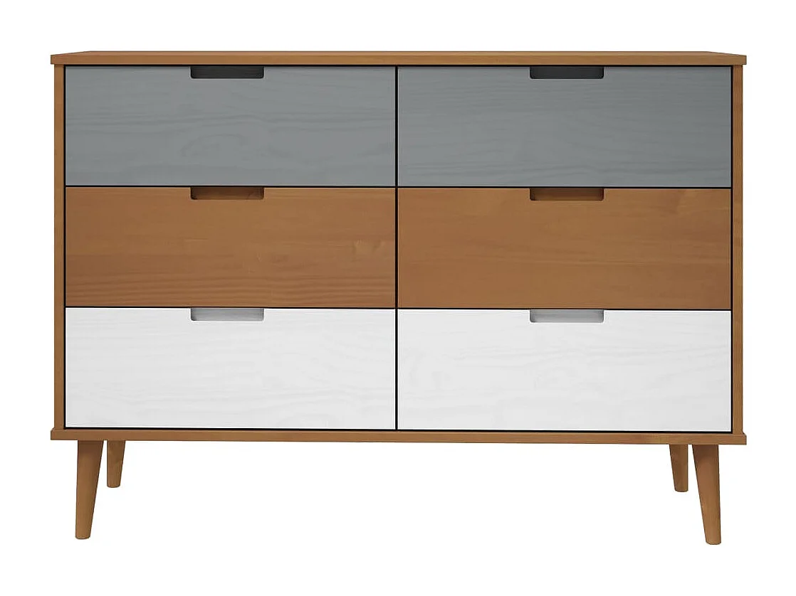 Commode MOLDE Marron 113x40x80 cm Bois de pin massif