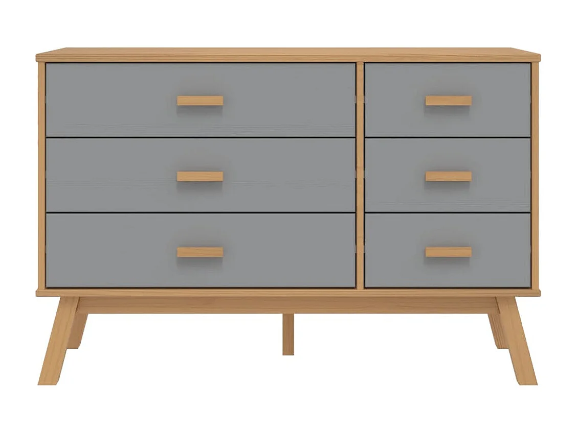 Ladekastje OLDEN massief grenenhout grijs en bruin