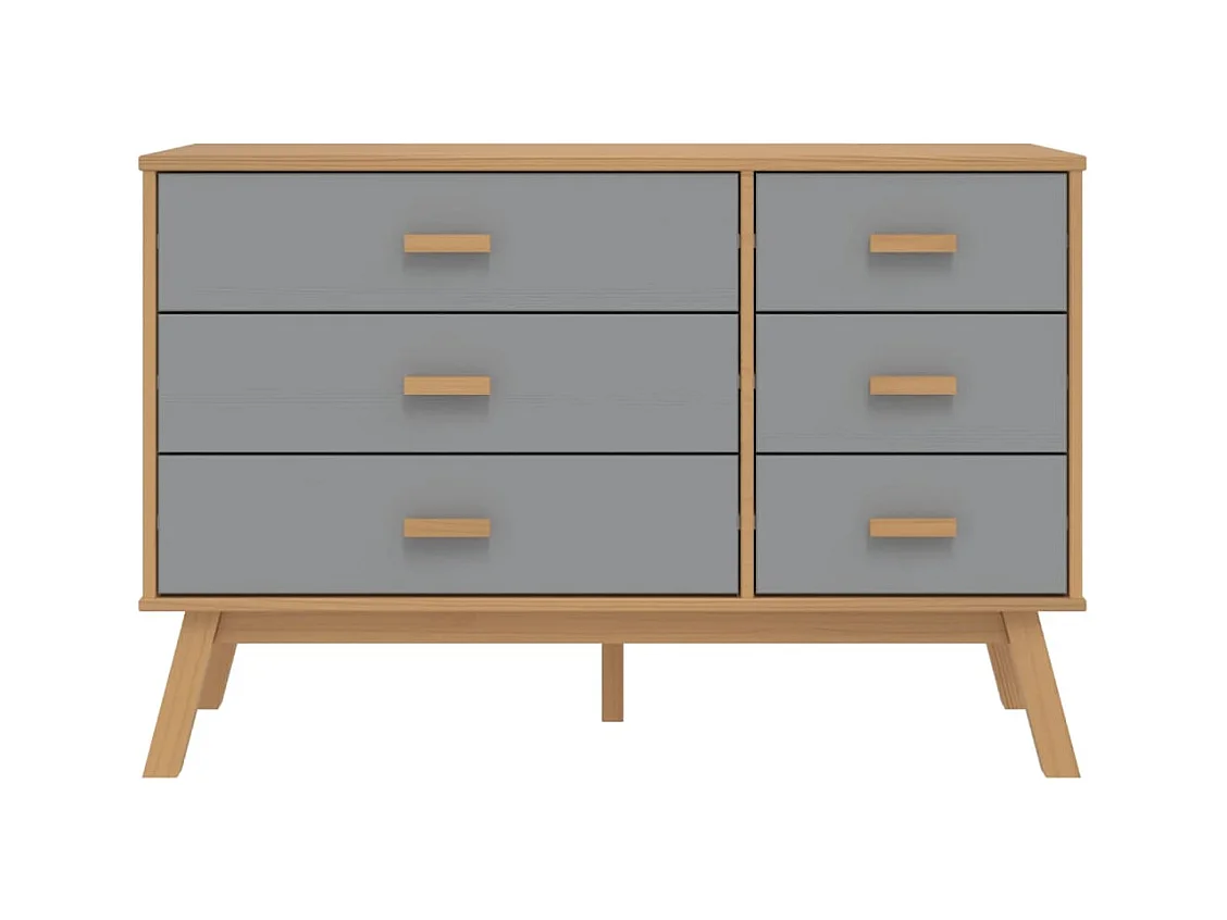 Armoire à tiroirs OLDEN gris et marron bois de pin solide