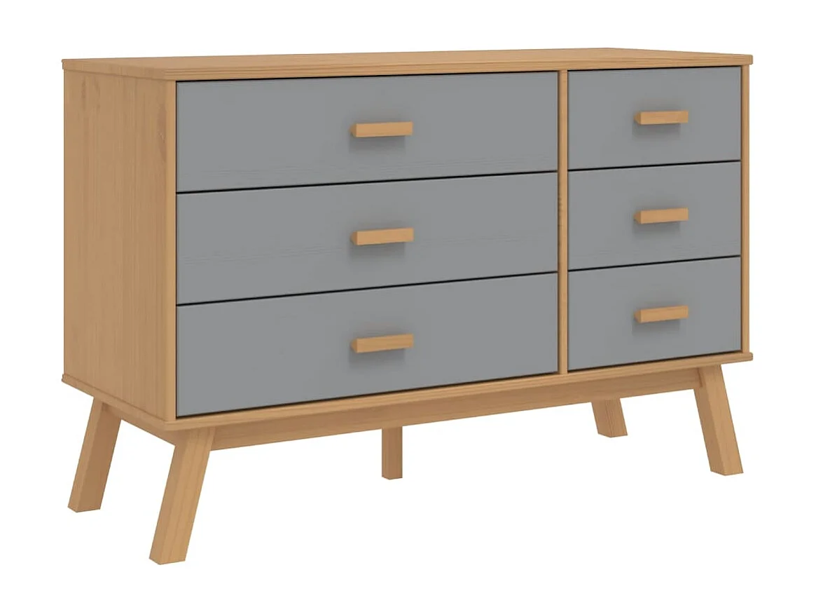 Cómoda OLDEN madeira de pinho maciça cinza/castanho