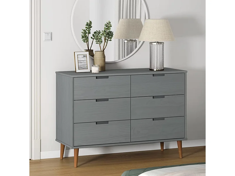 Ladekast MOLDE 113x40x80 cm massief grenenhout grijs