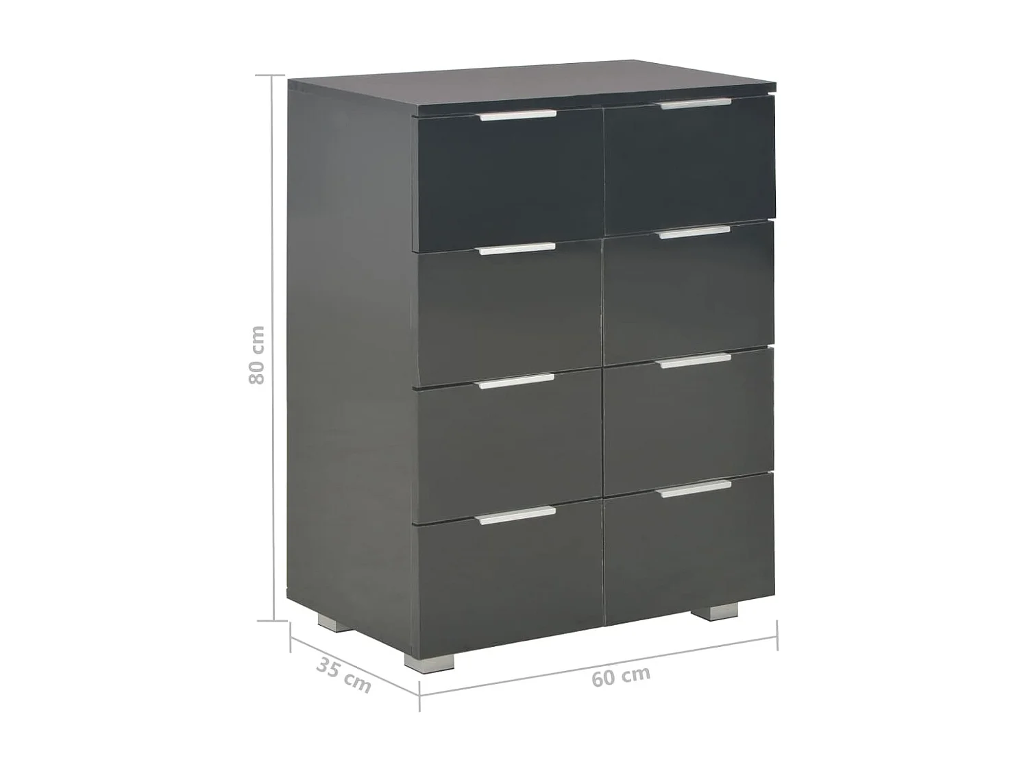 Buffet Noir brillant 60x35x80 cm Bois d'ingénierie
