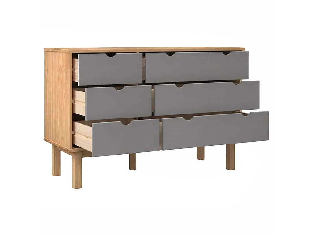 Ladekast OTTA 111x43x73,5 cm grenenhout bruin en grijs