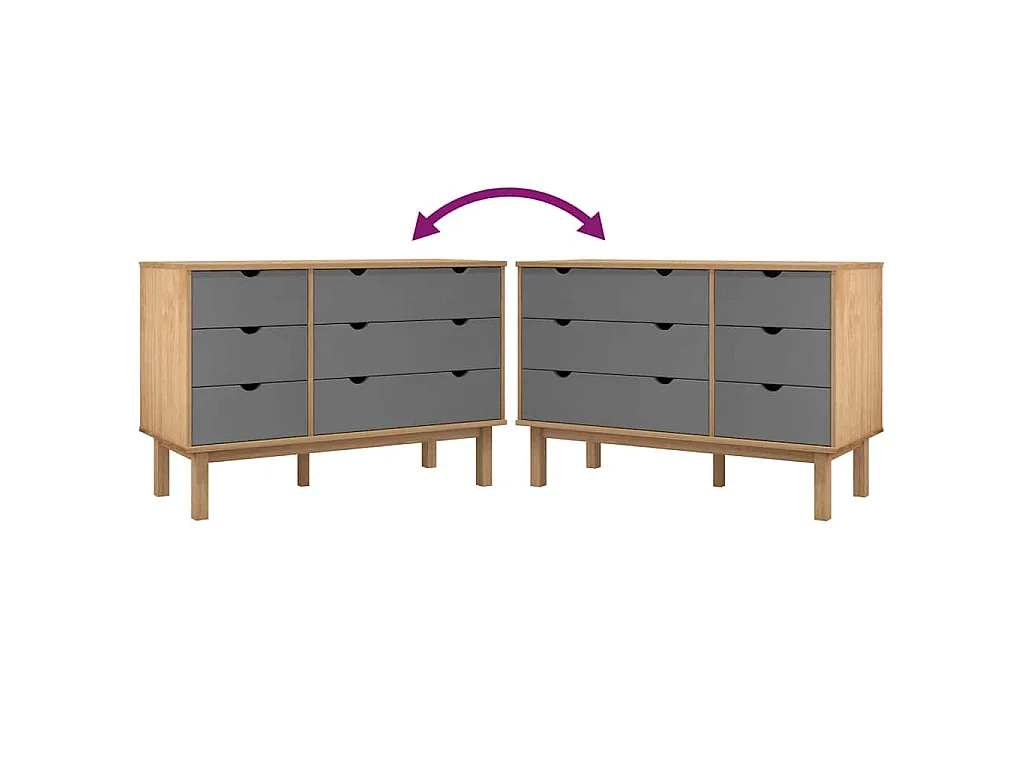 Ladekast OTTA 111x43x73,5 cm grenenhout bruin en grijs
