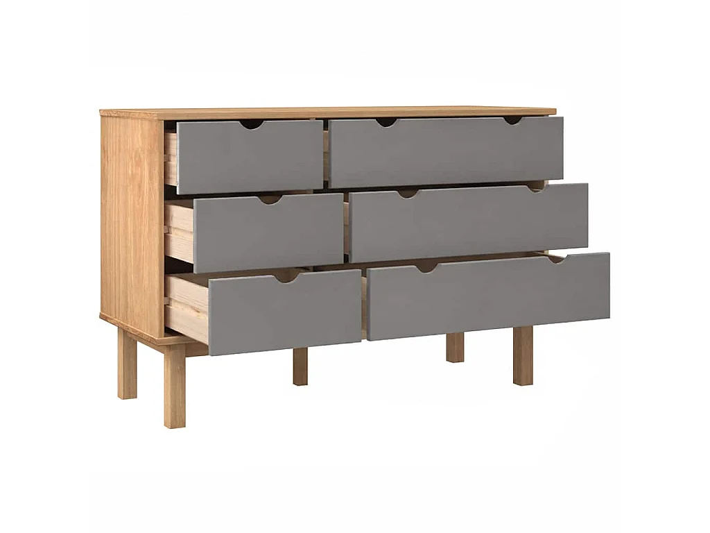 Commode OTTA marron et gris 111x43x73,5 cm bois de pin massif