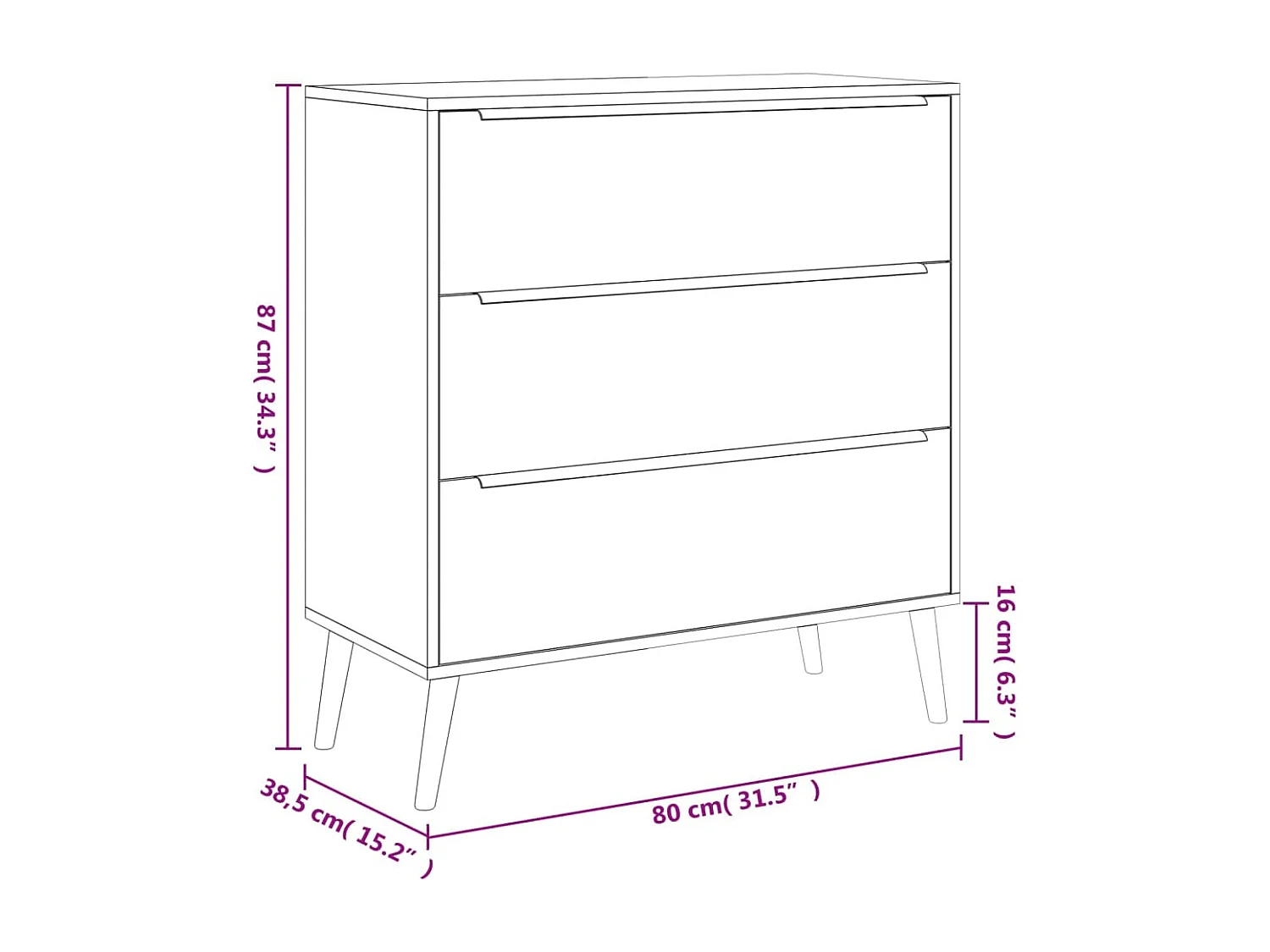 Dressoir Lusk 03A 80x38,5x87 cm sonoma eikenkleurig